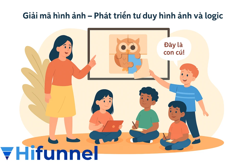 Học sinh chơi trò giải mã hình ảnh trong lớp học
